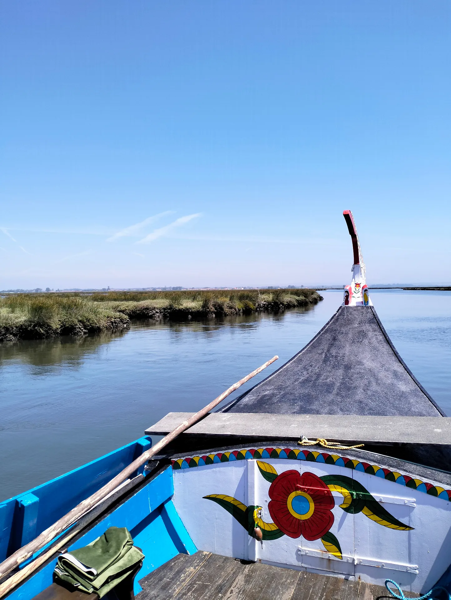 Traditional moliceiro boat bow on the Ria de Aveiro